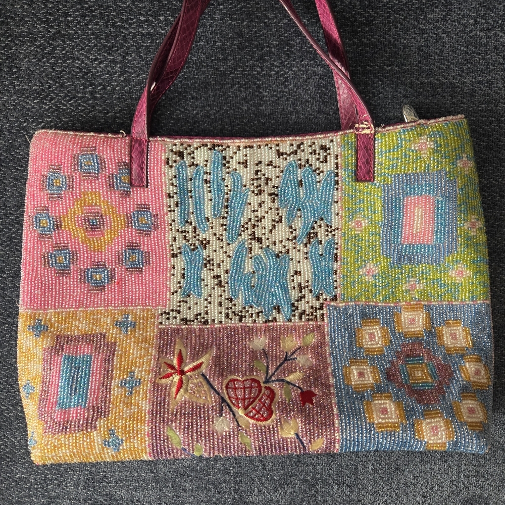 Beaded & Embroidered Patchwork Tote Paris Boutique